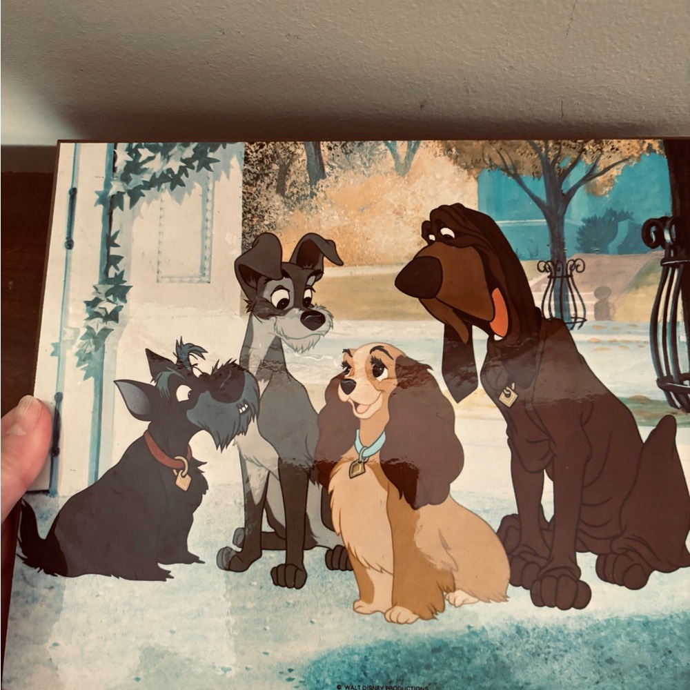 Vintage Walt Disney Productions Lady & The Tramp Wooden Plaque Wall Art, 8x10 - Picture 3 of 5